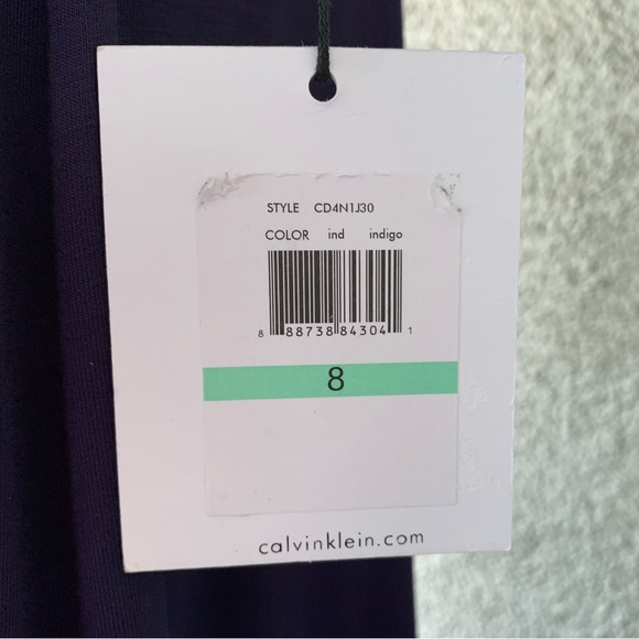 “Calvin Klein” Indigo Blue Fit & Flare Midi-Dress size 8 - Picture 9 of 12